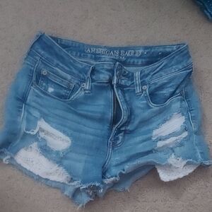 American Eagle Outfitters Blue Distressed Jean Shorts